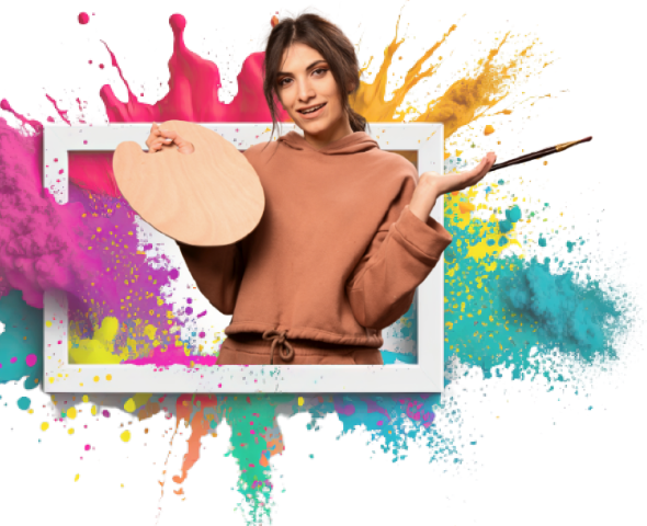 Artist with palette and brush